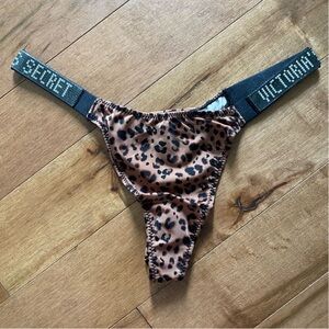 Victoria's Secret Leopard Print Thong with Branded Black Waistband